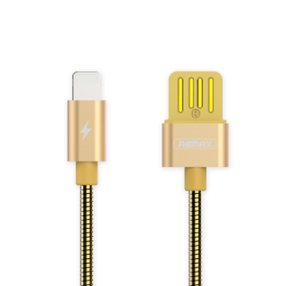 USB кабель REMAX RC-080i Tinned Copper Lightning 8-pin, 1м, металл (золотой)