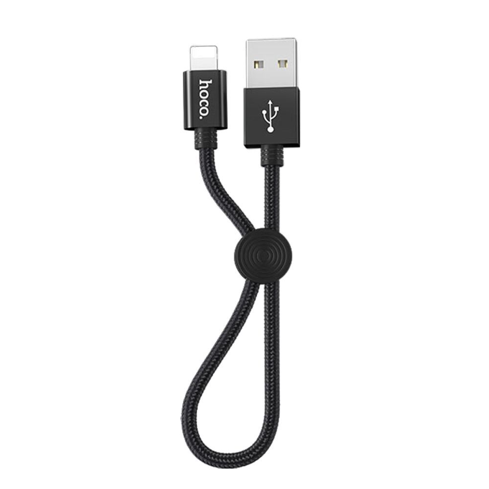 USB кабель HOCO X35 Premium Lightning 8-pin, 2.4А, 0.25м, нейлон (черный)