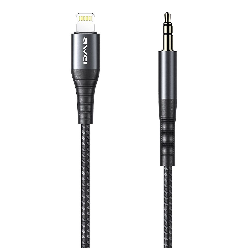 Аудиокабель AWEI CL-116L 3.5мм - Lightning 8-pin, 1м, нейлон (черный)
