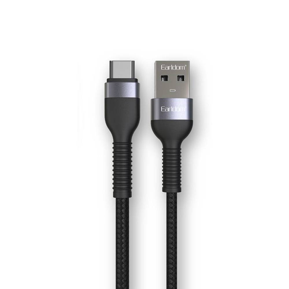 USB кабель Earldom EC-100M MicroUSB, 2.4А, 1м, нейлон (черный)