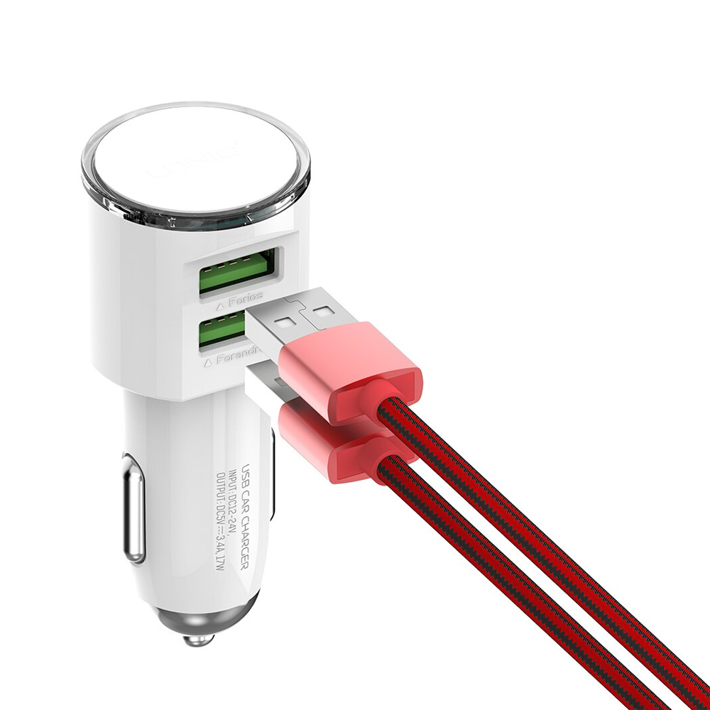 АЗУ "LDNIO" 2 USB 3,4А + кабель USB Type-C DL-C29 (белое/коробка)