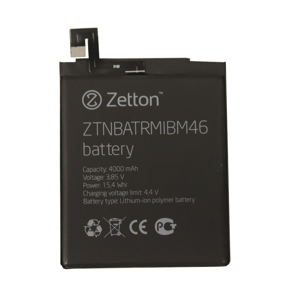 Аккумулятор (АКБ) Zetton для Xiaomi Redmi Note 3/3 Pro/3 Pro SE 4000 mAh, Li-Pol аналог BM46
