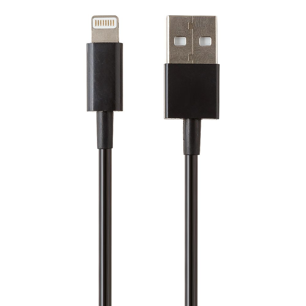 USB кабель "LP" для Lightning 8-pin пружина 1м. (черный/европакет)