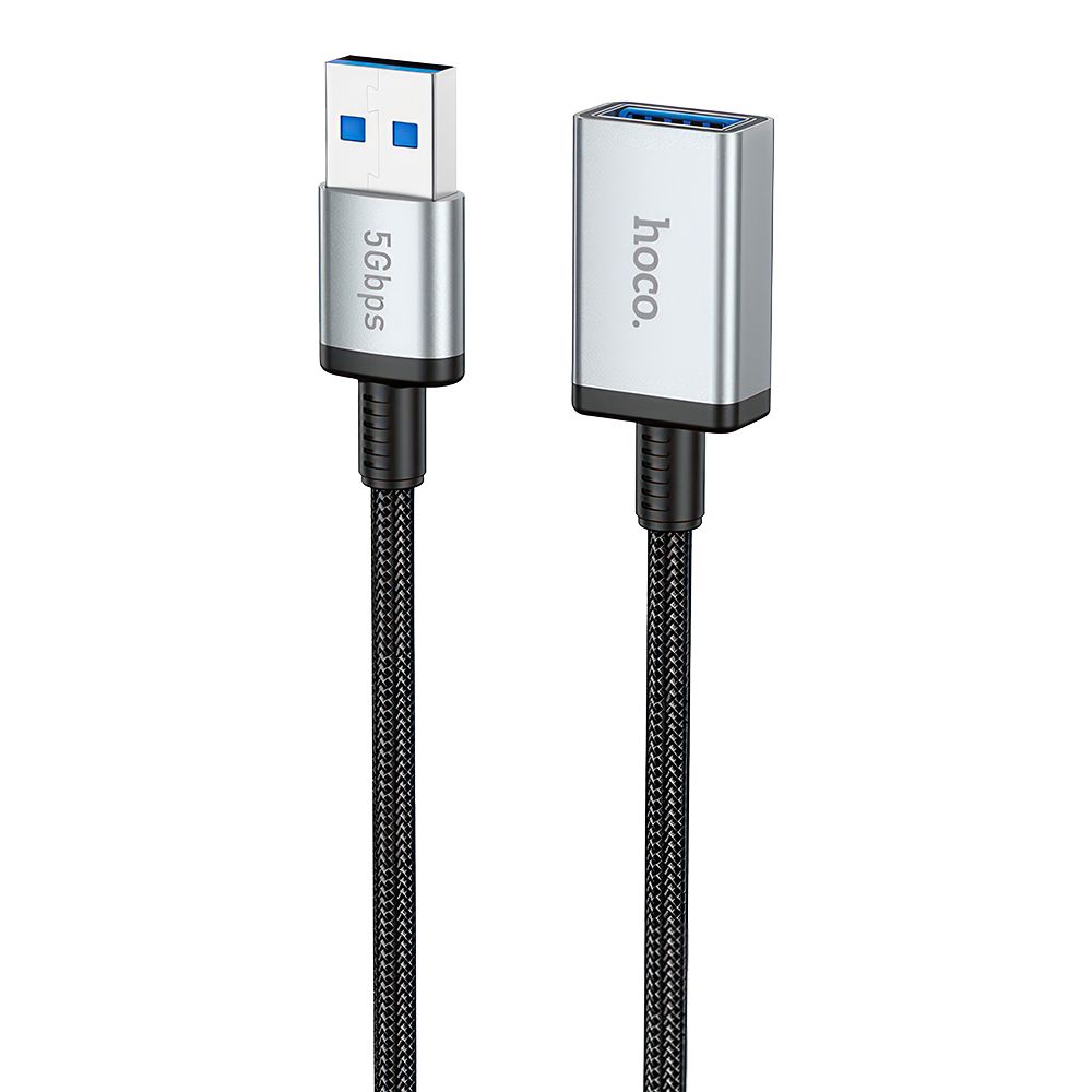 USB удлинитель HOCO US10 USB(F), USB 3.0, 0.5м, нейлон (черный)