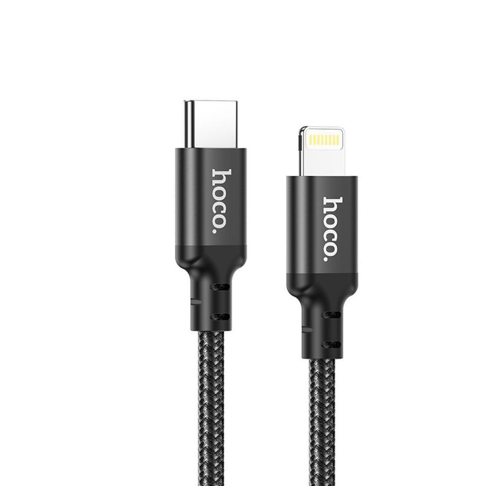 USB-C кабель HOCO X14 Double speed Lightning 8-pin, 3А, PD20W, 1м, нейлон (черный)