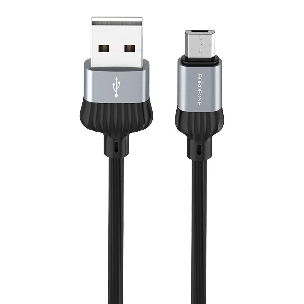 USB кабель BOROFONE BX28 Dignity MicroUSB, 2.4А, 1м, PVC (черный/серый)