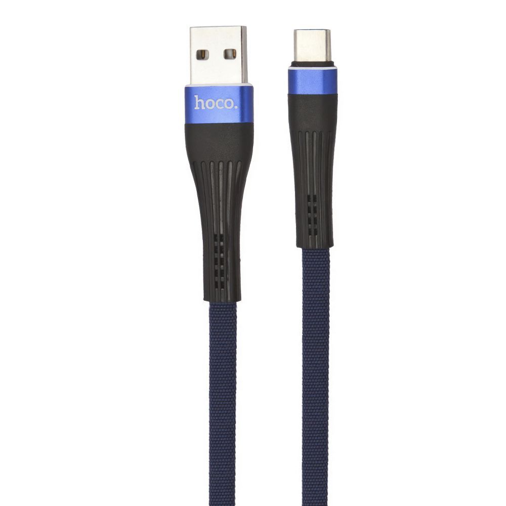 USB кабель HOCO U39 Slender Type-C, 2.4А, 1.2м, нейлон (синий/черный)