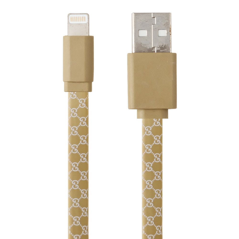 USB Дата-кабель для Apple Lightning 8-pin плоский Gucci 1 метр (желтый)