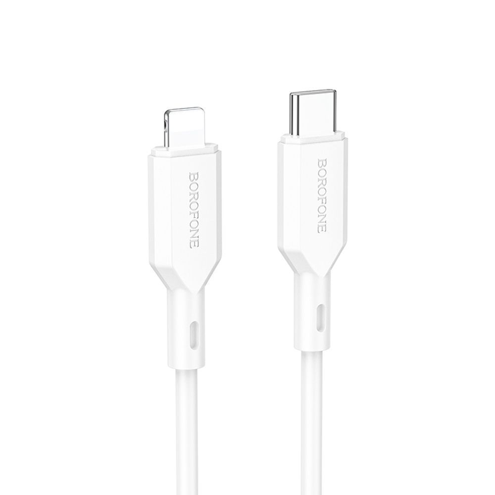 USB-C кабель BOROFONE BX70 Lightning 8-pin, 3А, PD20W, 1м, PVC (белый)