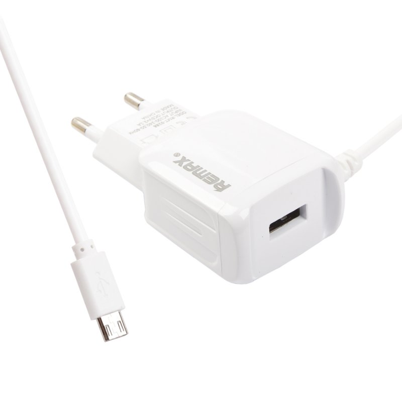 Сетевое зарядное устройство (СЗУ) "РЕМАКС" 2.1А Micro USB + USB выход (белое)