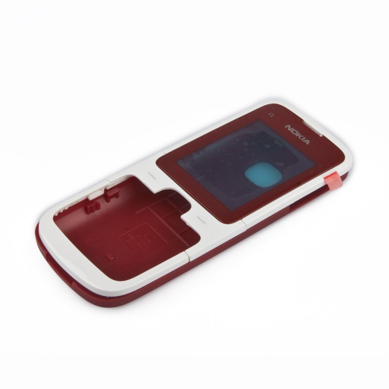 Корпус Nokia C1-03 без средней части (серебро/красный) HIGH COPY