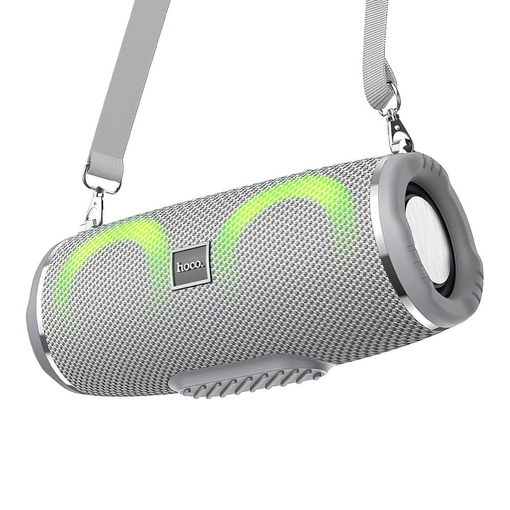 Bluetooth колонка HOCO HC12 Sports BT5.0, 2x5W, AUX/FM/microSD/MicroUSB/USB, RGB, громкость +/- (серый)