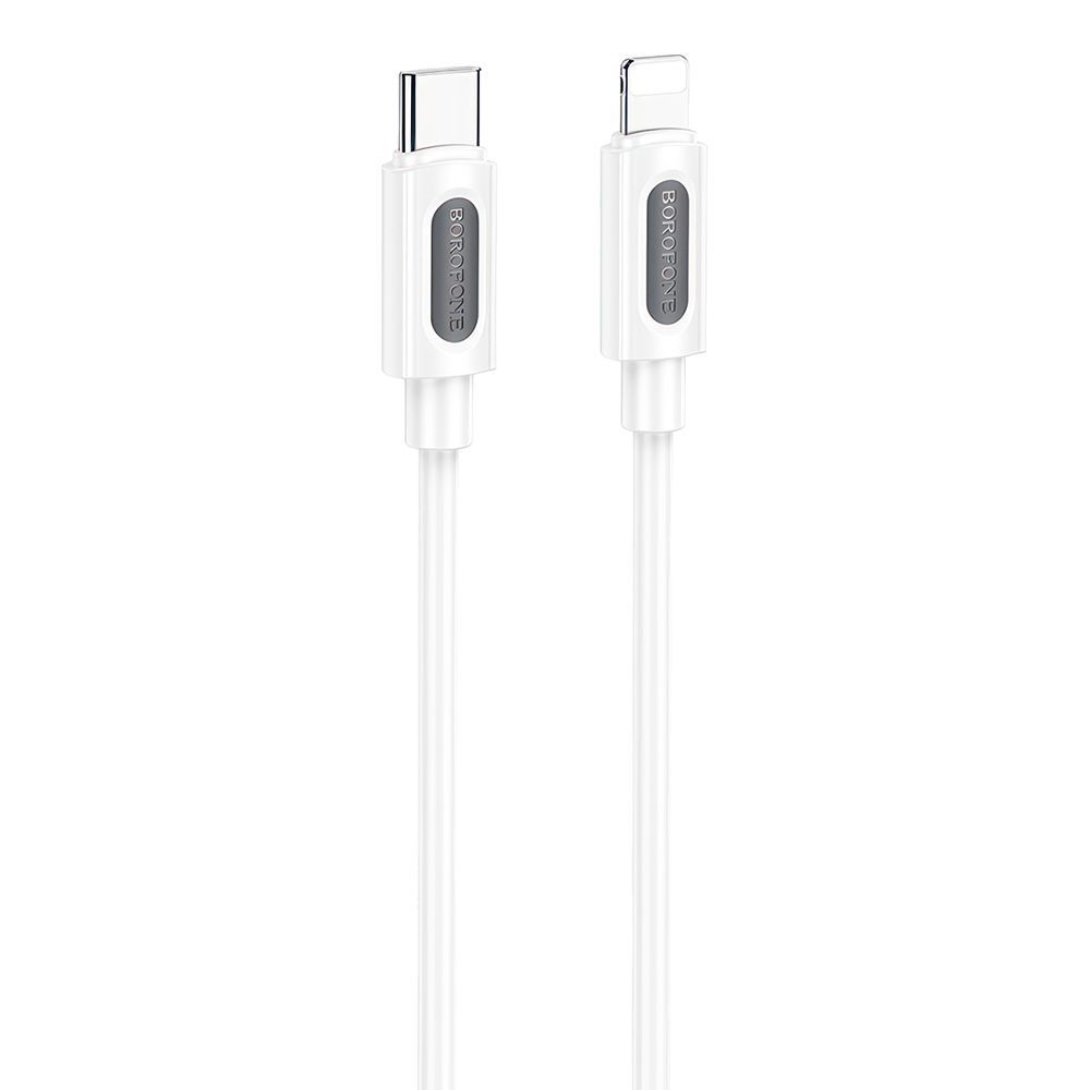 USB-C кабель BOROFONE BX114 Structure Lightning 8-pin, 3А, PD27W, 1м, силикон (белый)