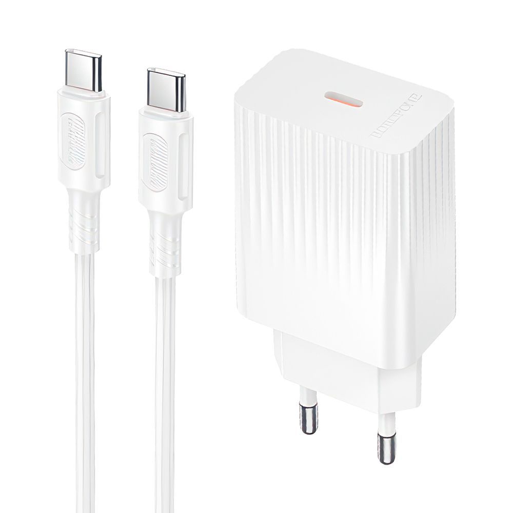 СЗУ BOROFONE BAS75A Source 1xUSB-C, 3А, PD30W + USB-C кабель Type-C, 1м (белый)