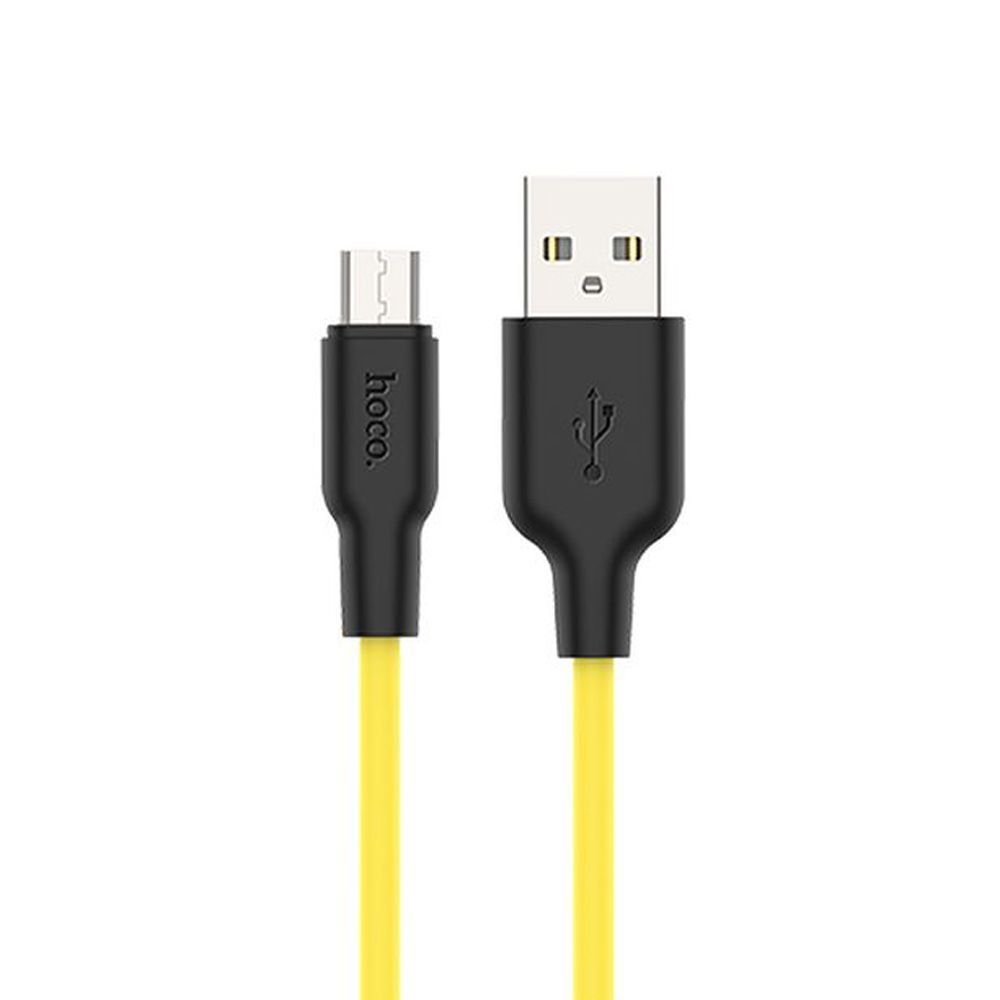 USB кабель HOCO X21 Plus Silicone MicroUSB, 2.4А, 1м, силикон (желтый/черный)
