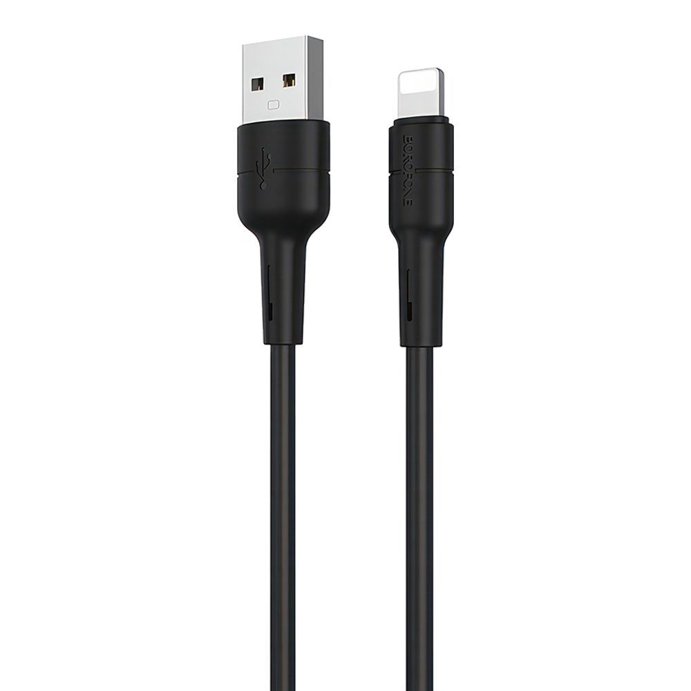 USB кабель BOROFONE BX30 Silicone Lightning 8-pin, 2.4А, 1м, силикон (черный)
