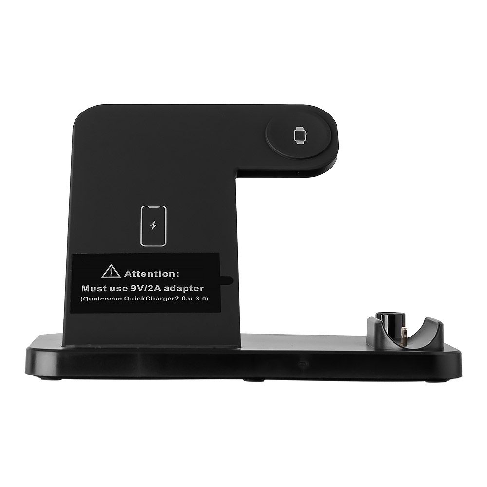 Беспроводное ЗУ для iWatch, Pencil, AirPods и смартфона, 2А, 15W, 4в1 (черный)