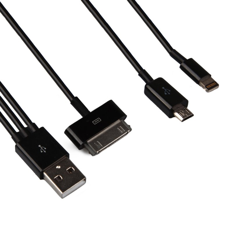 АЗУ "Car-Charger" 4 в 1 1000мА (Lightning 8-pin, 30 pin, Samsung Tab, Micro USB) (черный/блистер)