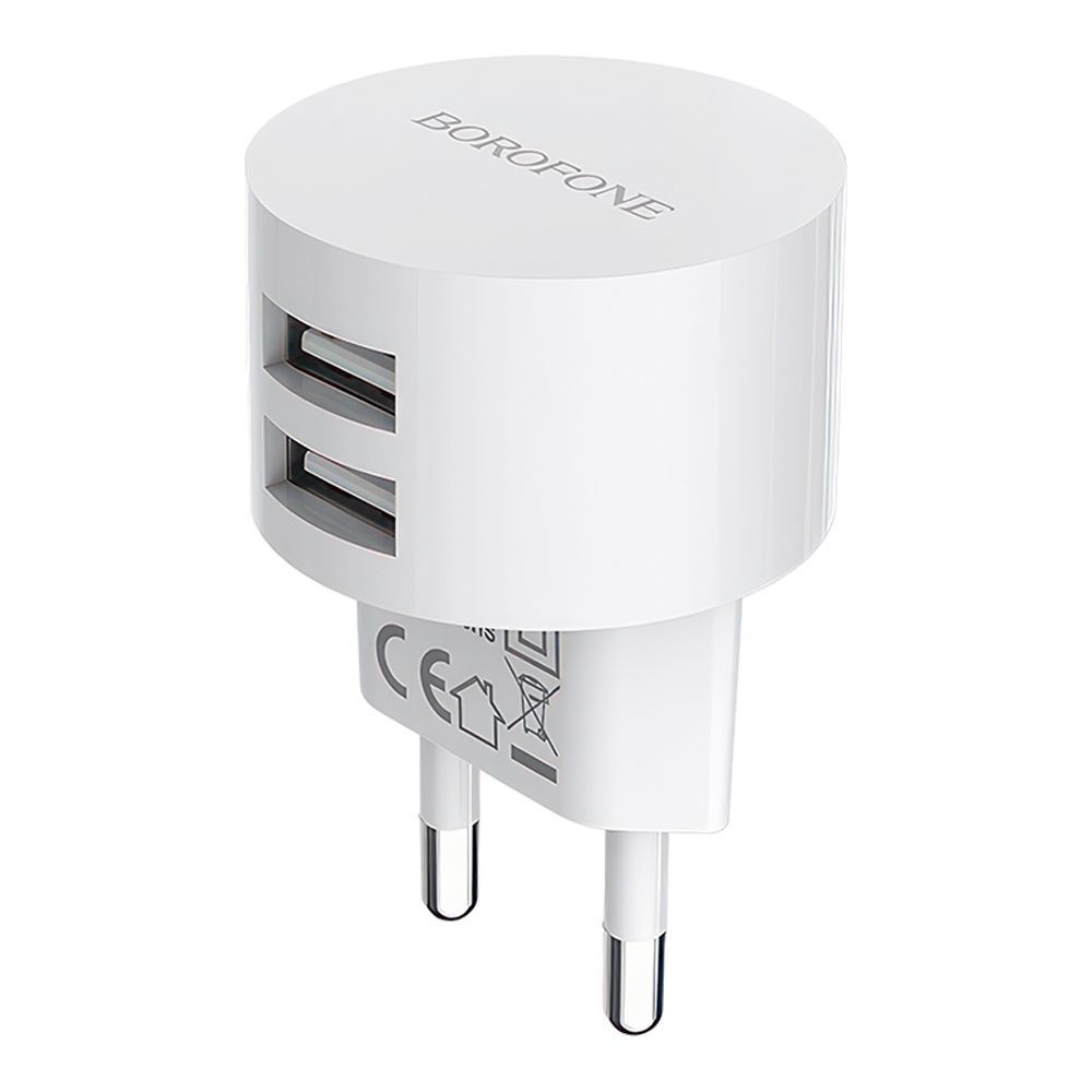 СЗУ BOROFONE BA23A Brilliant 2xUSB, 2.4А (белый)