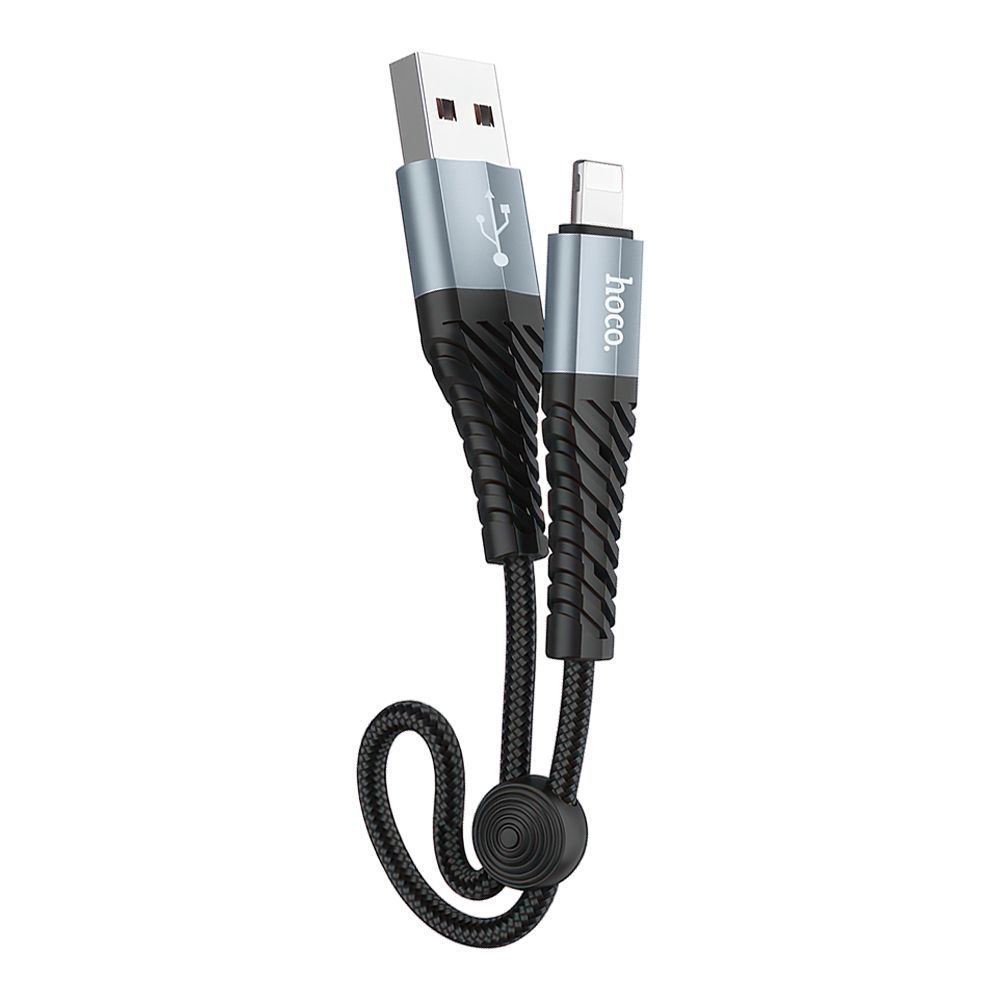USB кабель HOCO X38 Cool Lightning 8-pin, 2.4А, 0.25м, нейлон (черный)