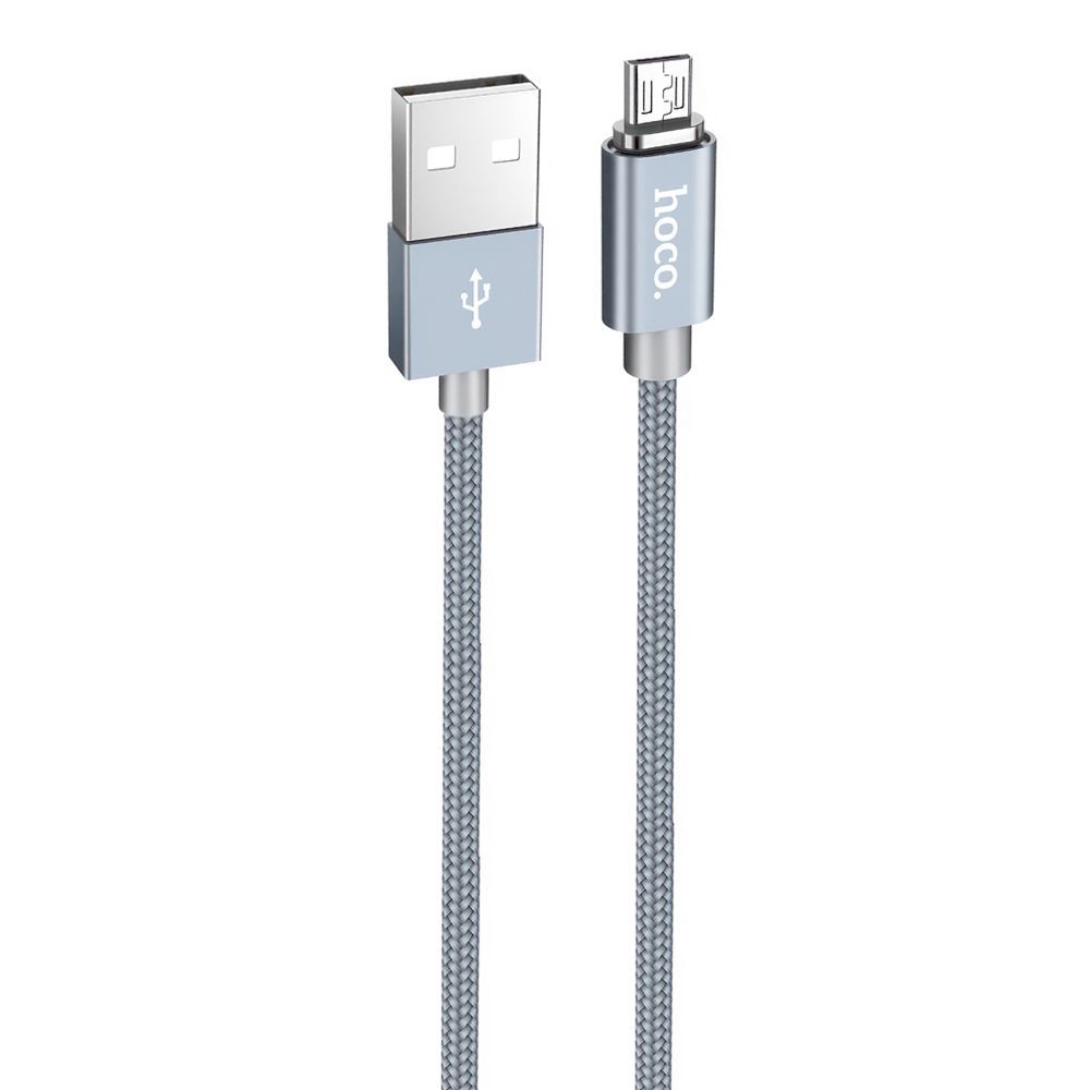 USB кабель HOCO U40A Magnetic Adsorption MicroUSB, магнитный, 1м, нейлон (серый)