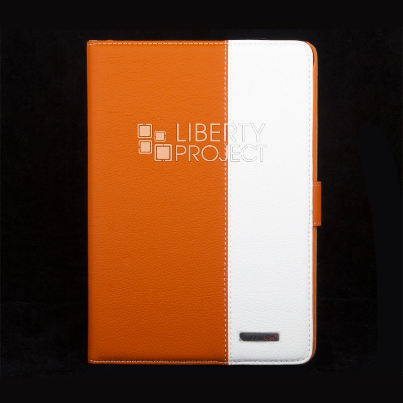 Чехол/книжка для iPad mini 2/3 &quot;RICH BOSS&quot; (кожаный оранжевый/белый)