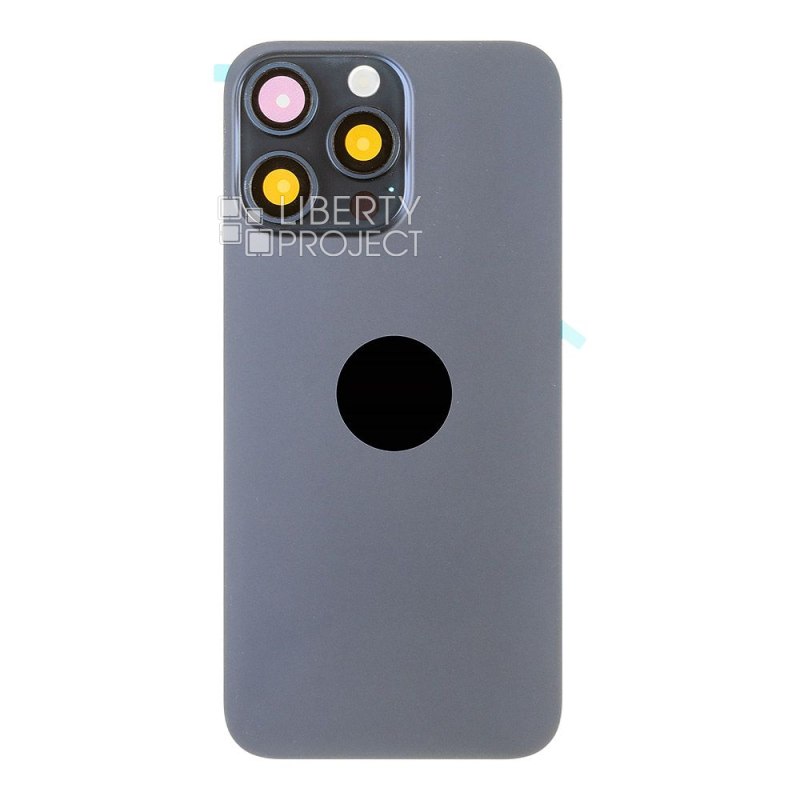 Задняя крышка для iPhone 15 Pro Max (синий) в сборе со стеклом камеры с шлейфом MagSafe — фото 4