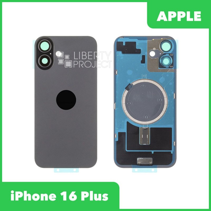 Задняя крышка для iPhone 16 Plus (черный) в сборе со стеклом камеры, MagSafe — фото 2