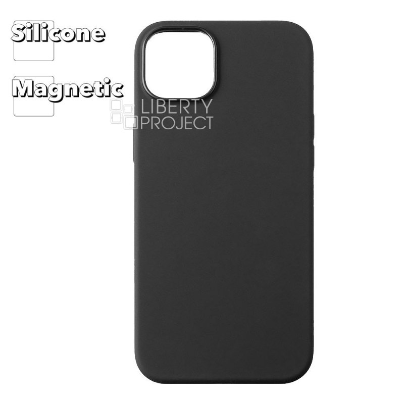 Силиконовый чехол для iPhone 14 Plus &quot;Silicone Case&quot; с магнитным кольцом (черный)