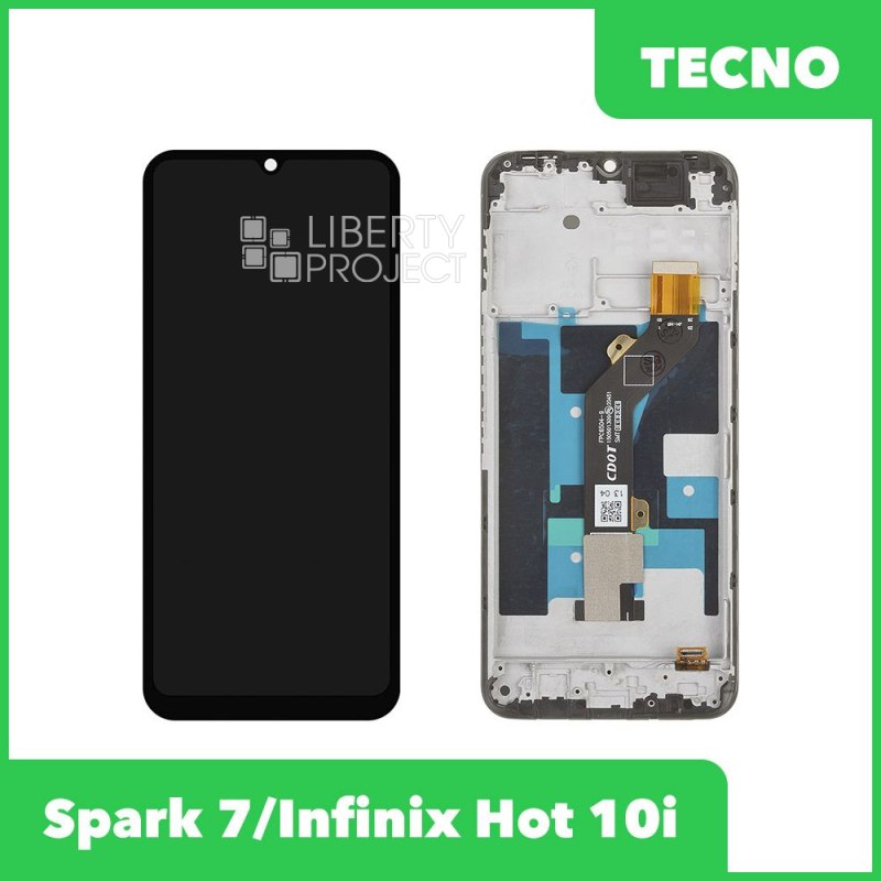 LCD дисплей для Tecno Spark 7 (KF6n) с тачскрином в рамке (черный) OR LCD — фото 2