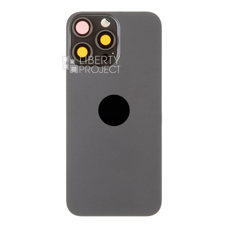 Задняя крышка для iPhone 16 Pro MAX (черный) в сборе со стеклом камеры, с шлейфом MagSafe — фото 4