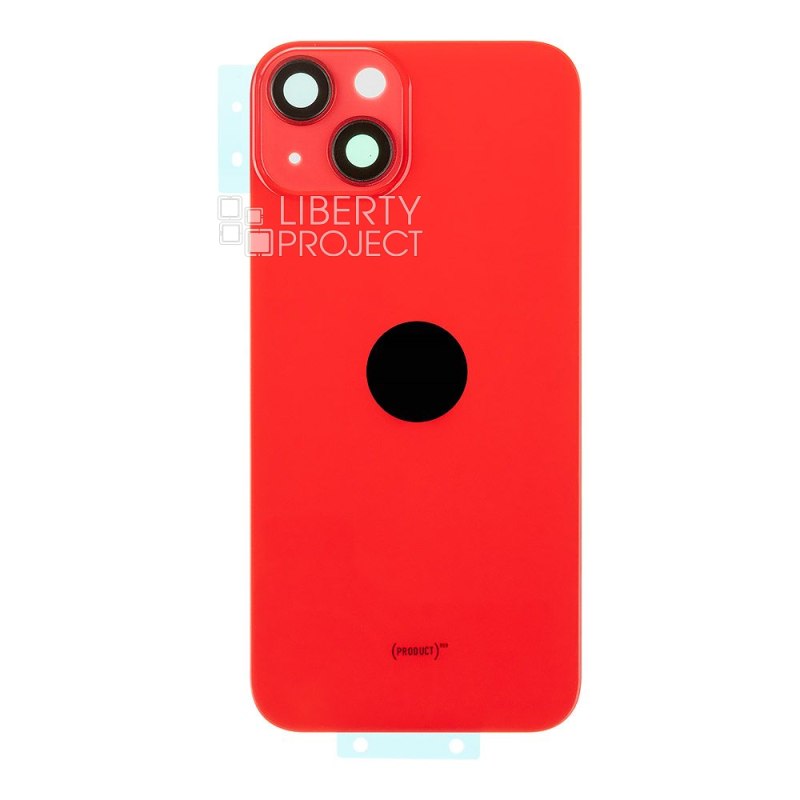 Задняя крышка для iPhone 14 (красный) в сборе со стеклом камеры с логотипом, монолит MagSafe — фото 4