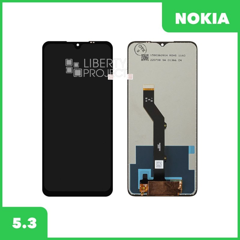 LCD дисплей для Nokia 5.3 в сборе с тачскрином (черный)