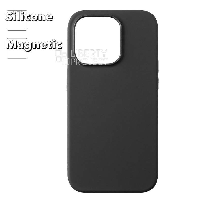 Силиконовый чехол для iPhone 14 Pro &quot;Silicone Case&quot; с магнитным кольцом (черный)