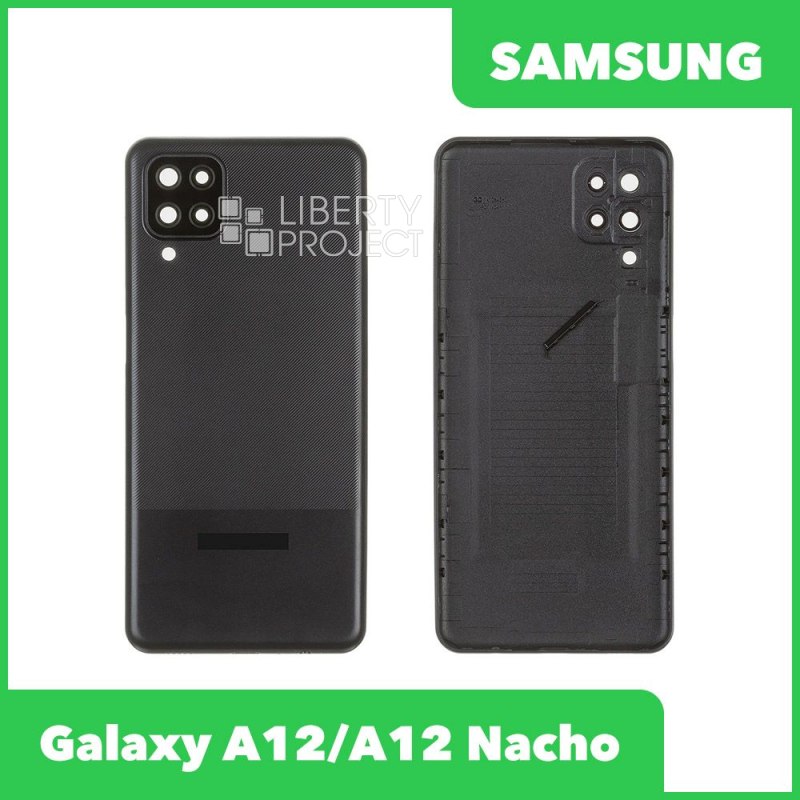 Задняя крышка для Samsung Galaxy A12/A12 Nacho SM-A125F/A127F со стеклом камеры (черный) — фото 2