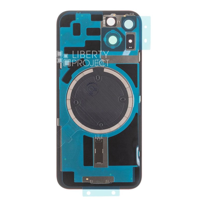 Задняя крышка для iPhone 14 (красный) в сборе со стеклом камеры с логотипом, монолит MagSafe — фото 3
