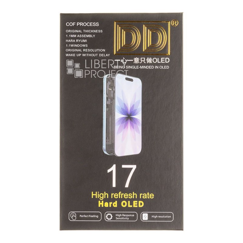 LCD дисплей для Apple iPhone 17 (черный) матрица DD HARD OLED (привязка без пайки) — фото 4