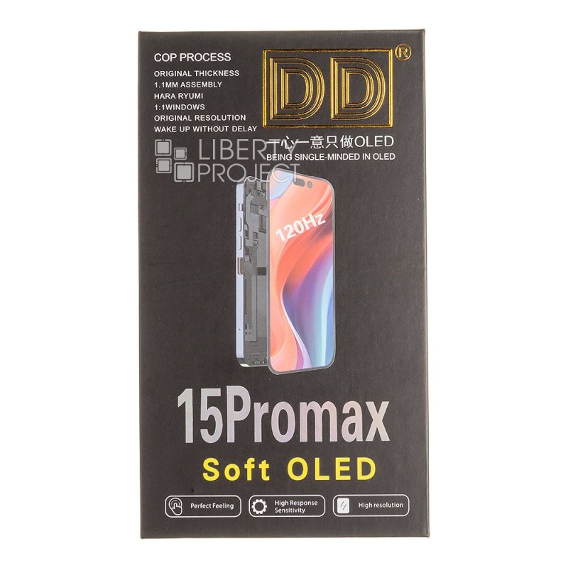 LCD дисплей для Apple iPhone 15 Pro Max (черный) SOFT OLED DD (привязка без пайки) — фото 4