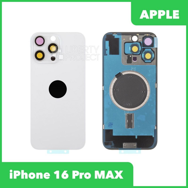 Задняя крышка для iPhone 16 Pro MAX (белый) в сборе со стеклом камеры, MagSafe — фото 2