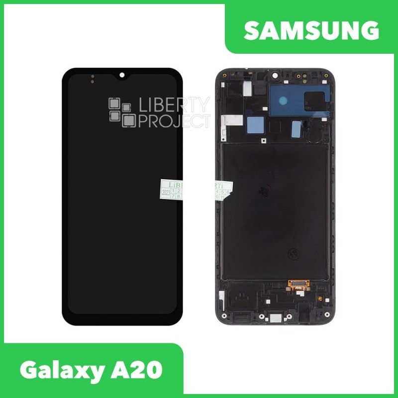 LCD дисплей для Samsung Galaxy A20 SM-A205 в сборе с тачскрином в рамке OLED (черный) — фото 2
