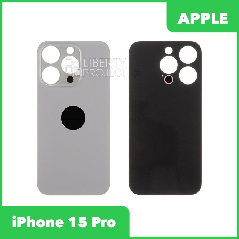 Задняя крышка для iPhone 15 Pro (натуральный титан) с логотипом, монолит, premium — фото 2