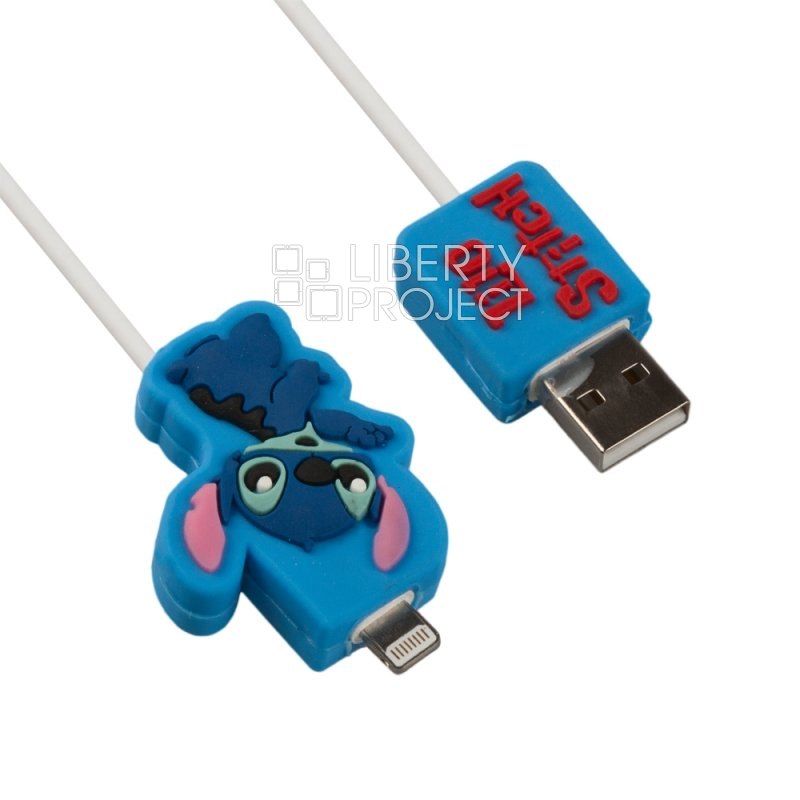USB Дата-кабель мультяшный &quot;Stitch&quot; Apple Lightning 8-pin (коробка)