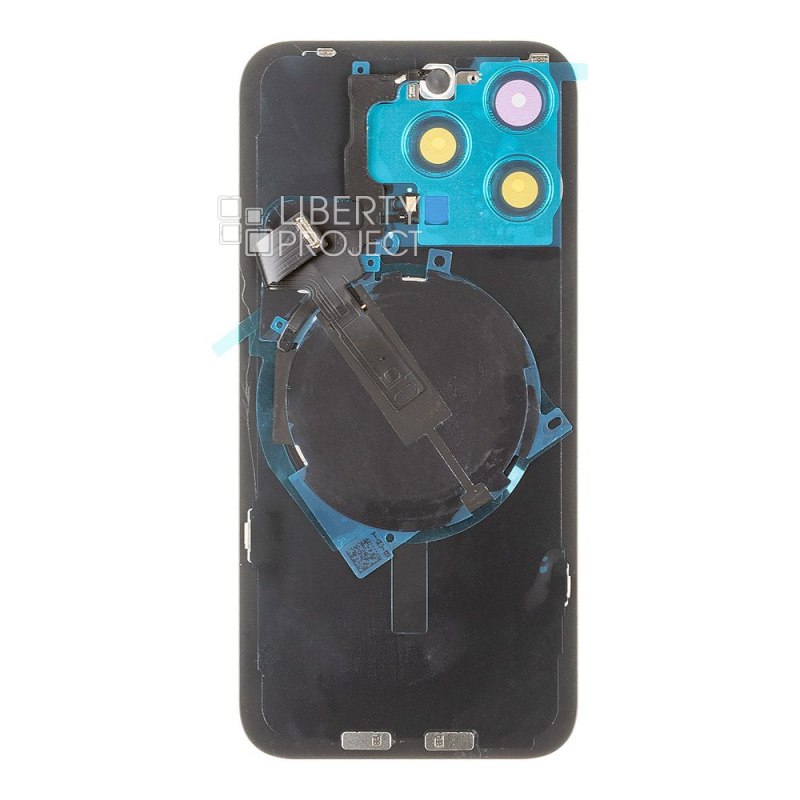 Задняя крышка для iPhone 15 Pro Max (серый) в сборе со стеклом камеры с шлейфом MagSafe — фото 3