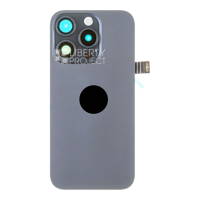 Задняя крышка для iPhone 15 Pro (синий) в сборе со стеклом камеры с шлейфом MagSafe — фото 4