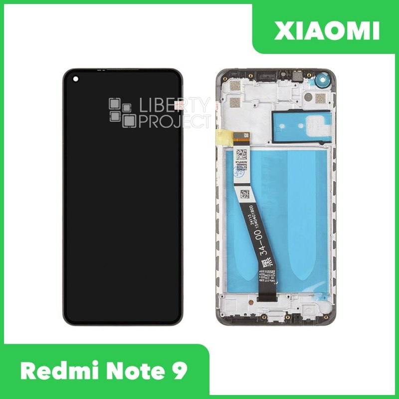 LCD дисплей для Xiaomi Redmi Note 9 с тачскрином в рамке (черный) OR LCD — фото 2