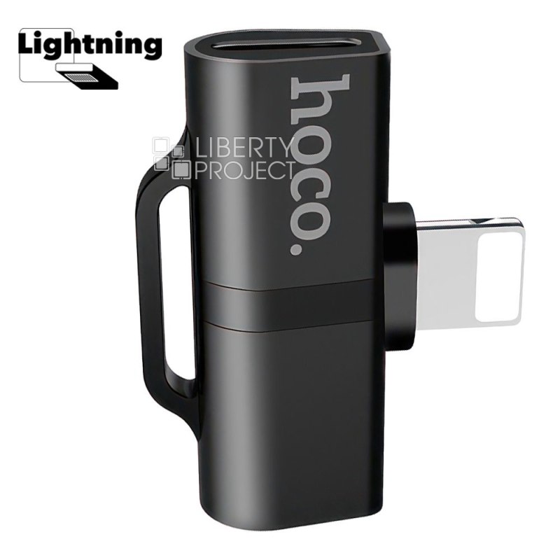 Аудио адаптер HOCO LS20 Lightning 8-pin на 2хLightning 8-pin (черный)