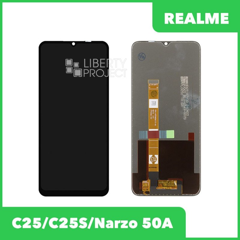 LCD дисплей для Realme C25/C25S/Narzo 50A (RMX3195) с тачскрином (черный) Orig Size — фото 2