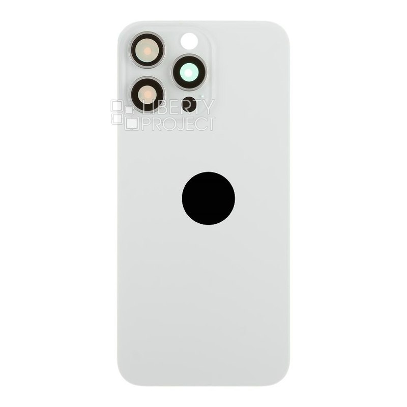 Задняя крышка для iPhone 15 Pro Max (белый) в сборе со стеклом камеры с логотипом, монолит — фото 4