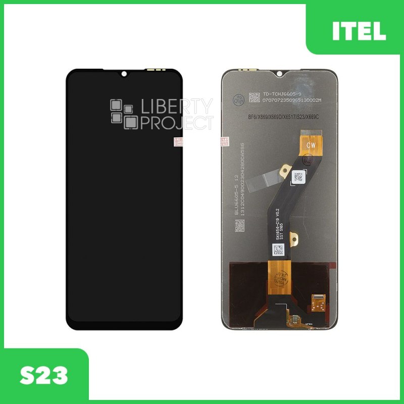 LCD дисплей для Itel S23 в сборе с тачскрином (черный) 100% OR — фото 2