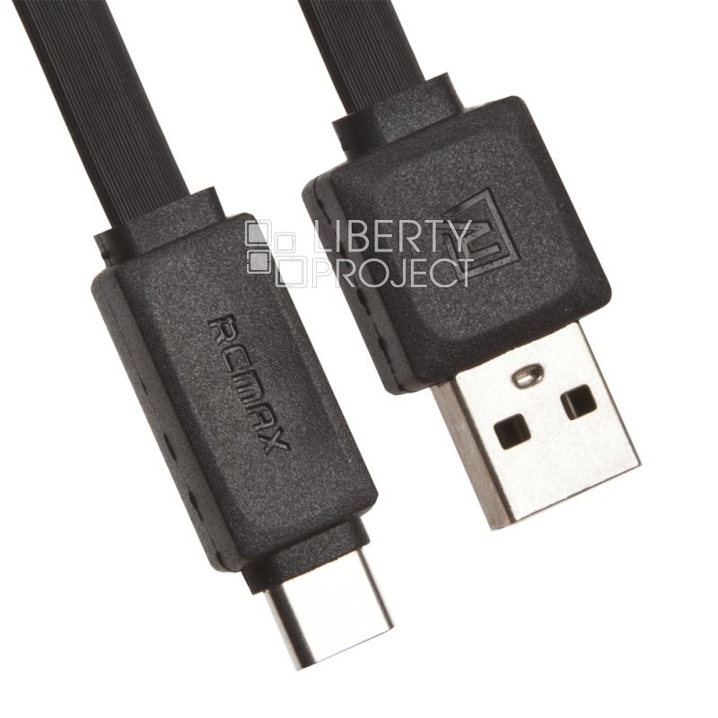 USB Дата-кабель USB - USB Type-C &quot;РЕМАКС&quot; плоский 1 м. (черный)